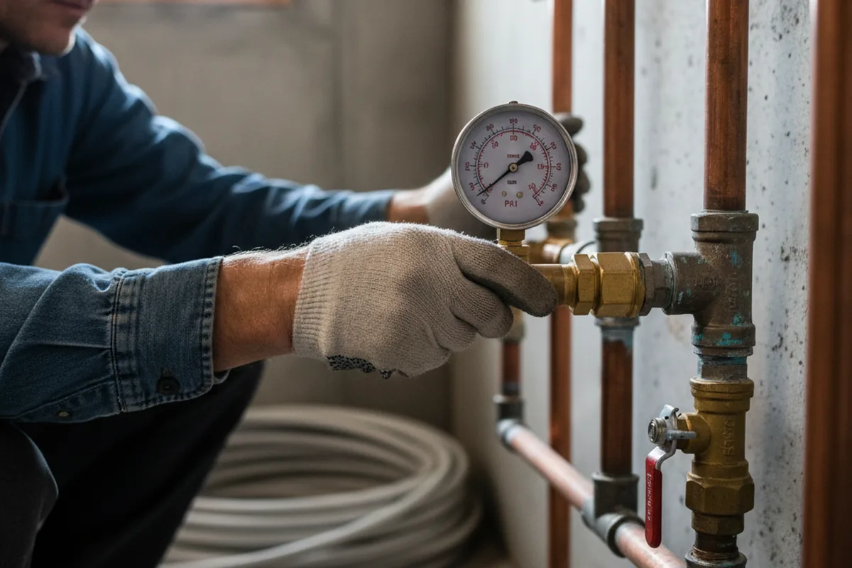 Pressure testing a repaired line during Water Line Repair in Selden